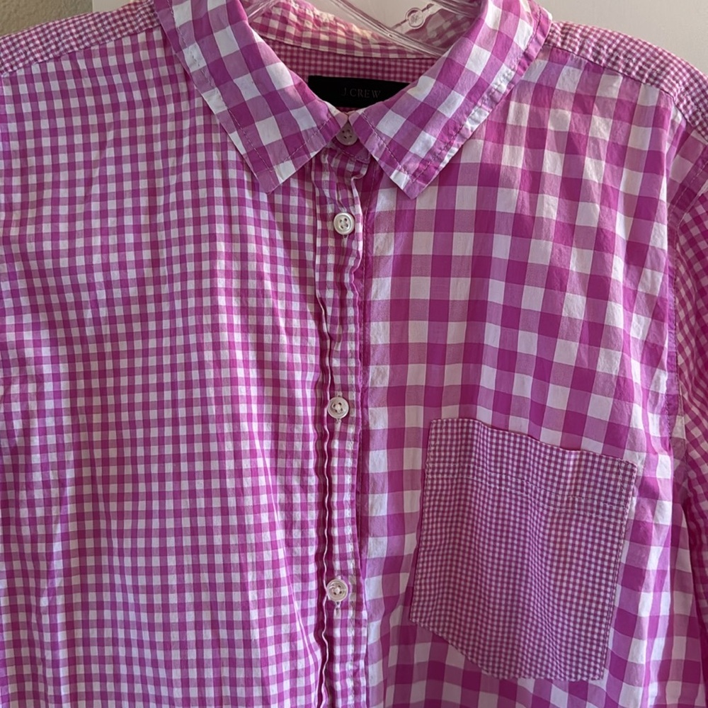 JCrew Boy shirt in pink plaid